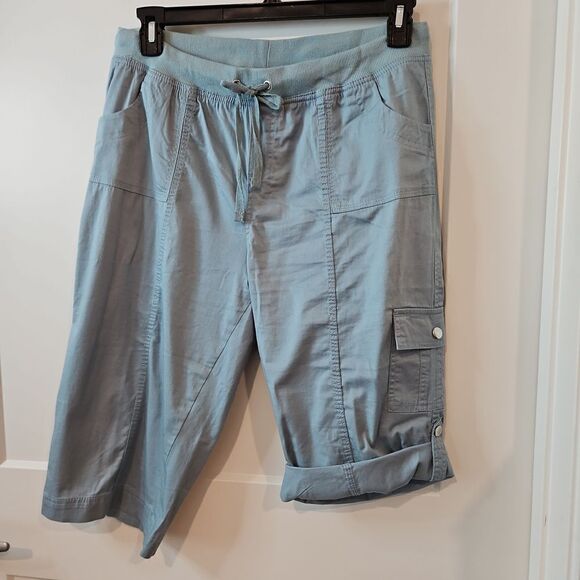 FRESH Mint Green Cargo Capris / Roll up Shorts sz 10 - Picture 4 of 7